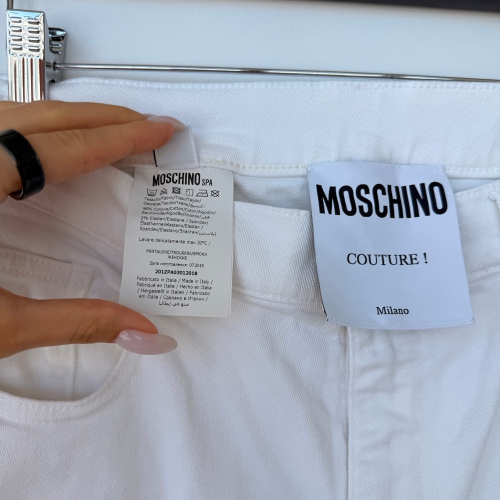 Moschino Men's White Slim Straight Jeans - Picture 5 of 7